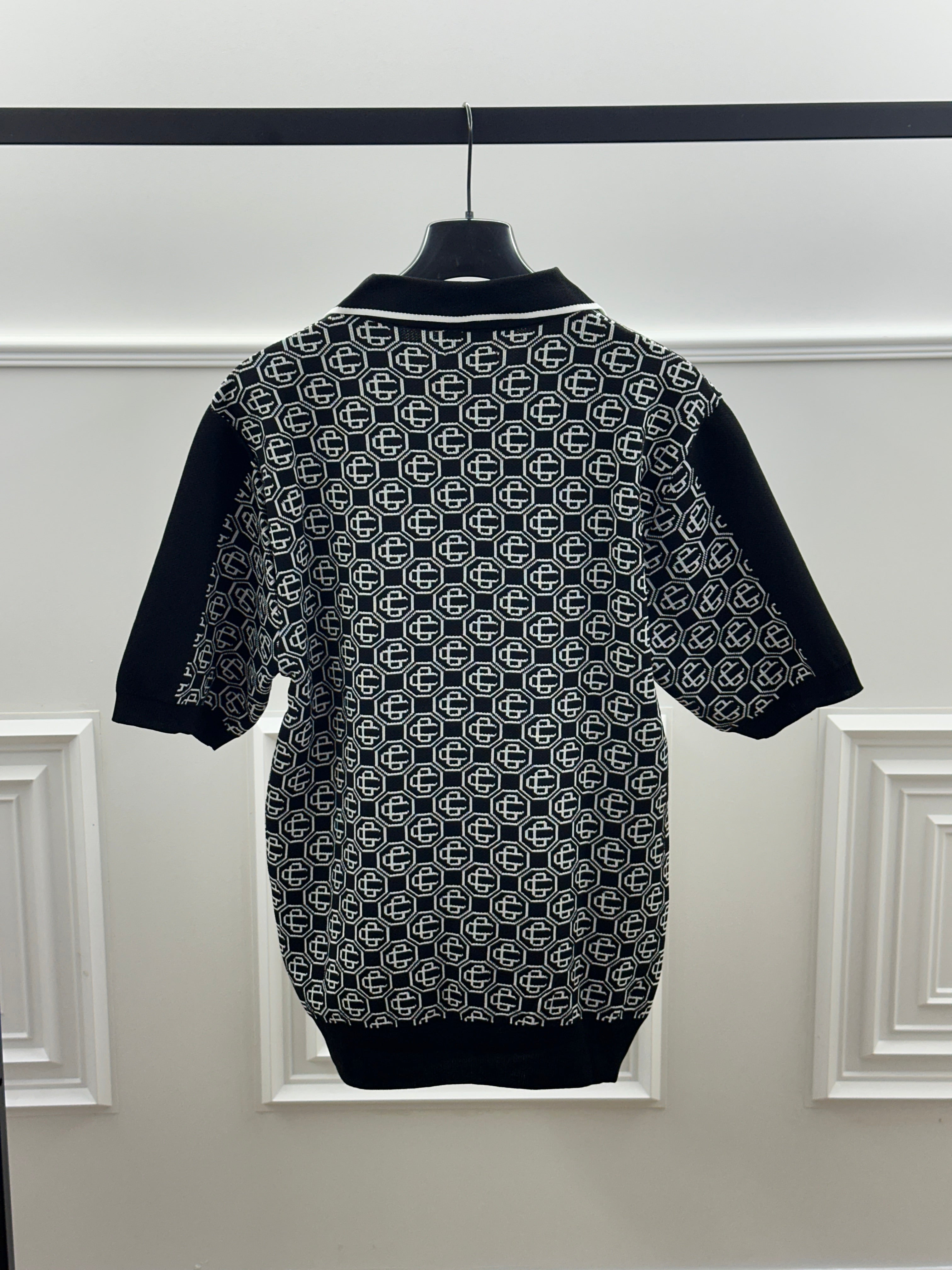 CASABLANCA™ Monogram Knit Polo Black White Luxury Edition