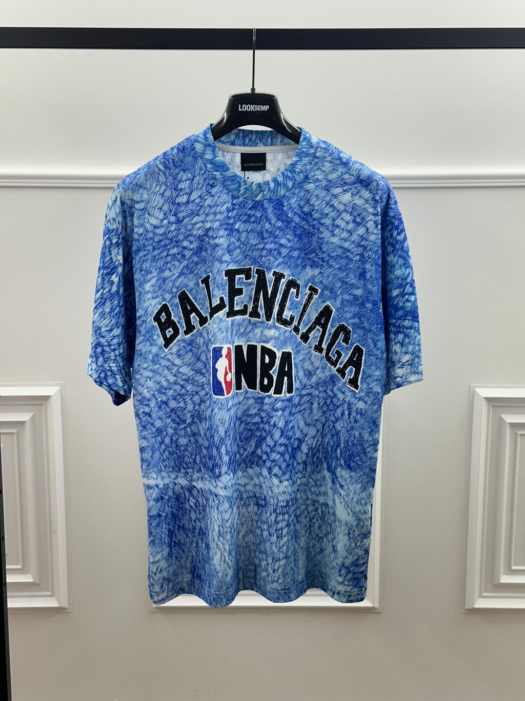 Balenciaga x NBA T-Shirt Blue Pattern Oversize