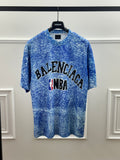 Balenciaga x NBA T-Shirt Blue Pattern Oversize