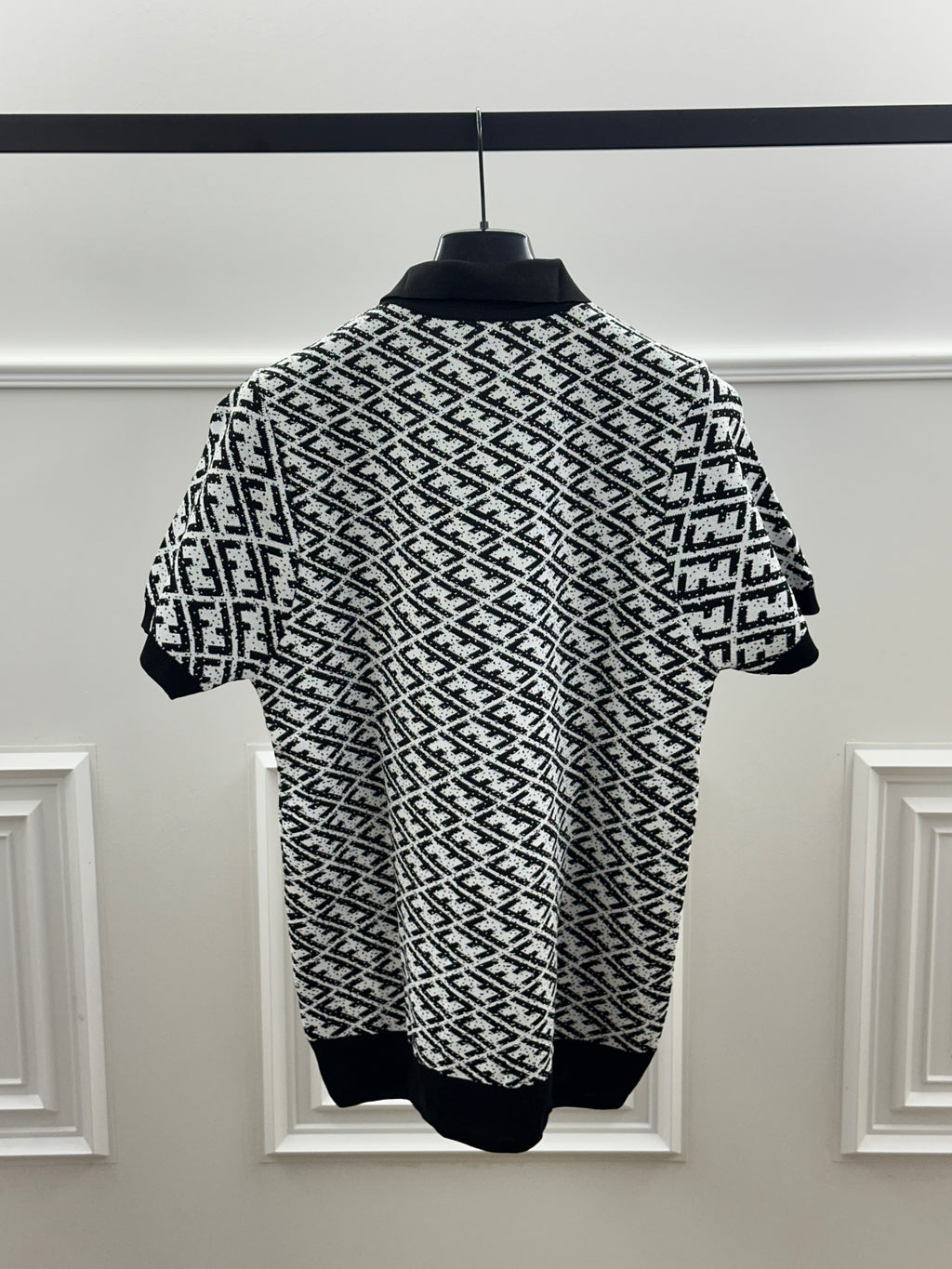 FENDI™ FF Monogram Knit Polo Black White Luxury Edition