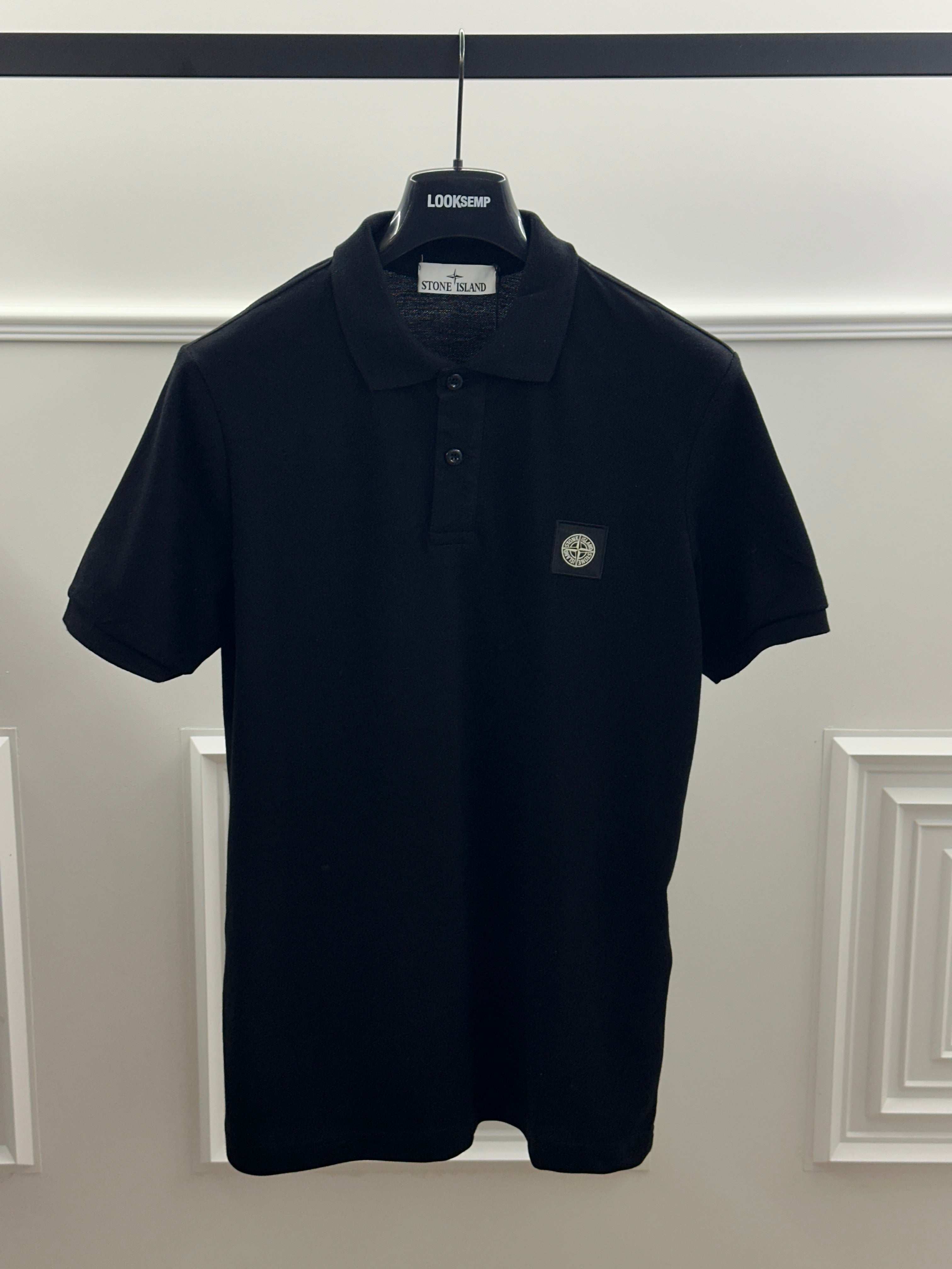 Stone Island Polo Patch Logo Black